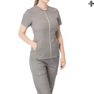 Uniforme médico suave al por mayor ajuste perfecto uniforme médico personalizado manga corta Hospital cremallera uniformes conjuntos para mujer - Product Image 5