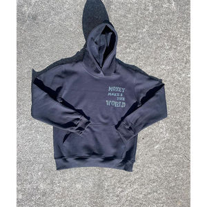 Custom Full Rhinestone High Quality <b>Zip</b> <b>Up</b> French Terry Heavyweight Street Wear Boxy Fit Hoodie - Product Image 5