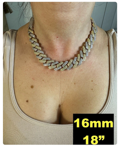 100% Premium Quality Two Tone 14k Yellow Gold Moissanite Prong Miami Cuban Link Chain <b>Necklace</b> Vermeil Over Solid 925 <b>Silver</b> - Product Image 6