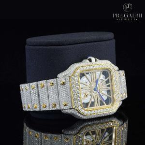 Reloj Automático Elegante con Esqueleto Transparente Hip-Hop Moissanite Diamante Oro Blanco Oro Amarillo Banda 16mm Ancho Elegante - Product Image 3