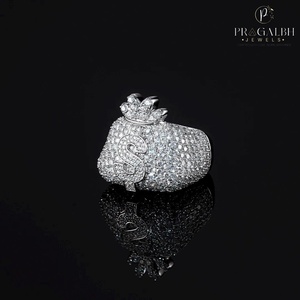 Pendentif de sac d'argent de luxe avec diamants CZ glacés pour hommes et femmes Collier Hip Hop Bling Bijoux pour la fête et la mode - Product Image 3