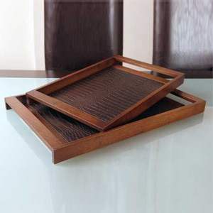 Wholesale Custom <b>Large</b> Small Size Rustic Brown Round Walnut Wood Serving Food <b>Tray</b> with Handles SARVING <b>TRAYS</b> NATURAL - Product Image 2