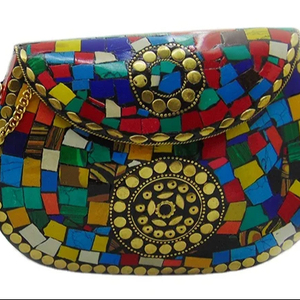 Wholesale Custom Natural Handmade Classic Metal Mosaic Clutch <b>Bag</b> Luxury Evening Sparkling Party Handbag Stone High Quality - Product Image 1