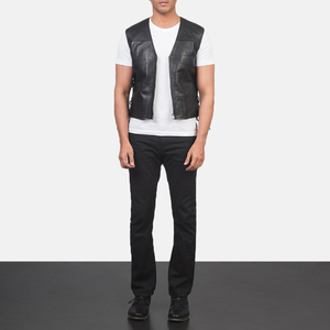 Logo personnalisé hiver gilet en cuir véritable veste grande taille hommes en peau de mouton gilet en gros sans manches gilet - Product Image 2