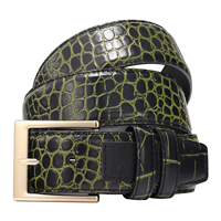 Ceinture de travail décontractée vintage en cuir de vache véritable de luxe de qualité supérieure avec boucle en cuivre embossée en crocodile pour hommes et femmes