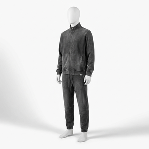 Ensemble de survêtement vintage pour homme |   Blanc en relief pour tissu French Terry |   Vêtements de sport décontractés rétro modernes et légers - Product Image 4