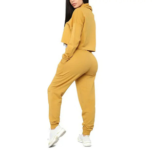 MOVATEXTILE-Chándal Bordado Lavado con Ácido para Mujer, Conjunto de 2 Piezas con Hombros Caídos, Transpirable - Product Image 3