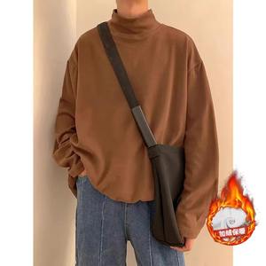 T-shirt en polaire à col rond pour homme, manches longues, haut thermique, style coréen décontracté, Harajuku, 100% coton, écologique, respirant, chaud - Product Image 4