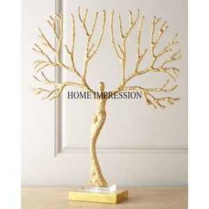 Sculpture moderne en aluminium plaqué or, faite à la main, en forme de bonsaï, couleur et taille personnalisées, décoration pour la maison et l'hôtel, Inde - Product Image 5