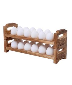Porte-oeufs en bois comptoir plateaux de rangement empilables pour 24 oeufs frais farcis organisateur rustique cuisine décoration - Product Image 1