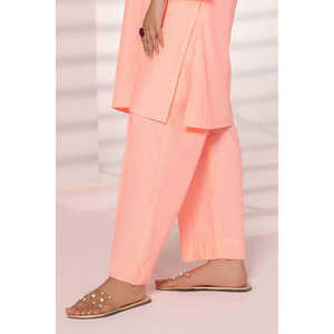 Pantalon cargo décontracté rose taille haute en fil teint pour femme, respirant, coupe ample, avec applications décoratives et fermeture élastique à la taille - Product Image 2