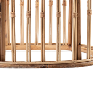 Mesa de comedor ovalada de estilo rústico con base de ratán, diseño natural hecho a mano para interiores de hogar y cafetería - Product Image 3