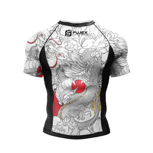 เสื้อยืด MMA Rashguard แบบใหม่สำหรับผู้ชาย, เสื้อกีฬาแบบใหม่สำหรับใส่วิ่งแบบมวยไทยกางเกงป้องกันผดผื่นเข้ายิม BJJ GI - Product Image 4