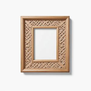 Trendy Weave Pattern Wall <b>Mounted</b> Picture <b>Frame</b> 9.5" X 7.5" Wholesale Price Decorative Rattan <b>Frame</b> for Photos - Product Image 6