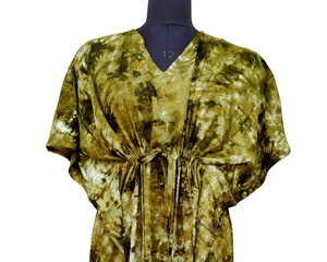 Kaftan 100% rayonne pour femme, imprimé tie-dye, style bohème, vacances d'été, tenue de plage, style doux et sexy, fait main, naturel - Product Image 2