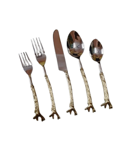 Juego de cubiertos de metal pulido con espejo, juego de cubiertos de diseñador de estilo clásico antiguo para hoteles, cocina, artículo de boda - Product Image 6