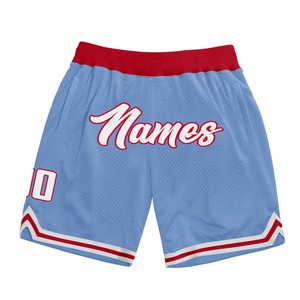 Industrie Direct Engro Sportswear Short de basket-ball personnalisé bleu clair blanc-rouge Authentique Short de basket-ball rétro - Product Image 1
