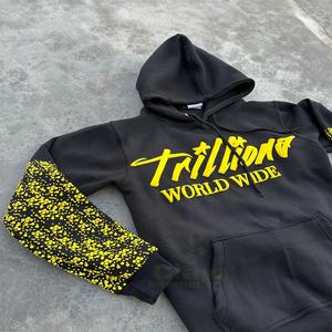 Chándal de invierno para hombre vintage, pantalones de chándal con estampado de felpa francesa de algodón 100% y Sudadera con capucha desgastada - Product Image 5