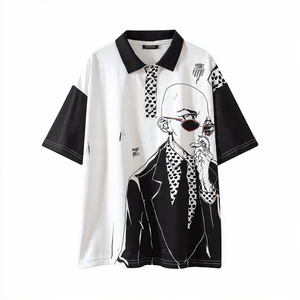 Polo à imprimé graphique pour hommes Polo d'été léger à épaules tombantes Polo baggy de golf à sublimation pour hommes - Product Image 1