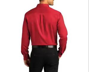 Chemise habillée d'affaire formelle à manches longues pour hommes sur mesure Satin tricoté respirant couleur unie Logo personnalisable - Product Image 2