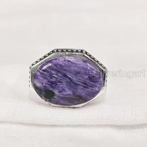 Nouvelle bague exclusive pour hommes naturel violet Charoite pierre précieuse bague de naissance toutes tailles bijoux de fête arabe bague en argent Sterling 925 - Product Image 3