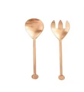 Ensemble de service à salade en métal argenté avec poignée ronde en nacre Utilisation de table pour la maison et l'hôtel - Product Image 4