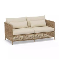 Canapé beige français EAME-S, fauteuil lounge, ensemble de canapés 7 places, canapé d'extérieur en rotin naturel, canapé de jardin, patio, aluminium