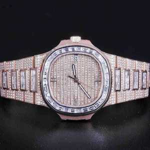 Excelente calidad de oro rosa totalmente helado Moissanite diamante reloj elegante Hip Hop banda de acero inoxidable disponible al mejor precio - Product Image 3