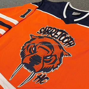 Le plus récent unisexe 100% polyester col en v à séchage rapide ensembles d'uniformes de hockey sur glace Style pour Sublimation - Product Image 2