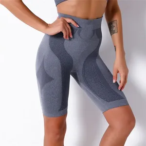 Femmes haute Spandex respirant décontracté Fitness sport Leggings couleurs unies Scrunch poche taille moyenne Leggings courts tricotés - Product Image 4
