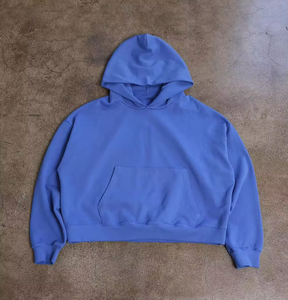 Heavyweight Regular Fit Fleece Zipper Hoodie Elastic Hem Green Men's 100% Cotton Oversized Pullover - Product Image 5