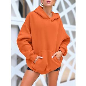 Wholesale Price Of Women's 100% Cotton Long Sleeve Round Neck Shoulder Slope Solid Comfortable Pullover Hoodie From Bangladesh - Product Image 6