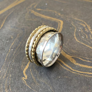 7.7 Grams Two Tone Spinner <b>Ring</b> Trendy Eternity Style with Rose Gold Gold Rhodium Plating Titanium Material 18K Inlay Gift - Product Image 1