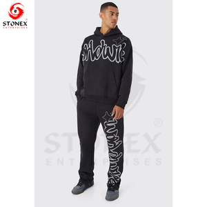 Sweat à capuche personnalisé de haute qualité XXL surdimensionné avec impression bouffante Ensemble de vêtements de sport décontractés d'hiver pour hommes avec logo Survêtement à capuche - Product Image 6