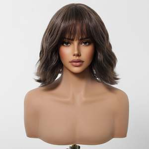 Perruque Synthétique DWY Mignonne, Courte et Droite, Effet Bob avec Frange, Fibre Haute Température, Longueur Étirée 14 Pouces, Très Transparente - Product Image 5