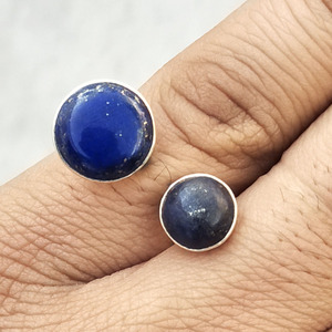 Anillo de piedras preciosas de lapislázuli hecho a mano indio de Plata de Ley 925 para niñas y mujeres para cumpleaños y bodas - Product Image 1
