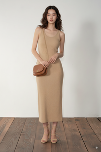 Prix de gros Robe longue décontractée élégante pour femme en viscose côtelée à manches courtes, coupe trapèze, extensible et ajustée, Fournisseur OEM ODM - Product Image 4