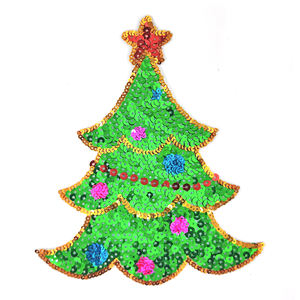 Patch thermocollant pour arbre de Noël à paillettes scintillantes pour la décoration de bricolage de vacances - Product Image 1