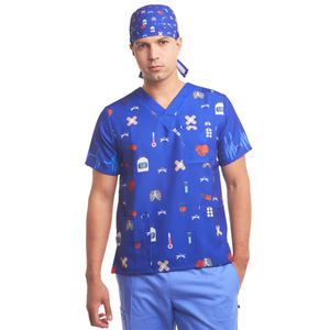 Ensemble d'uniforme médical personnalisé pour homme, col en v écologique, haut de gommage médical imprimé, uniforme complet élégant, à prix réduit - Product Image 1