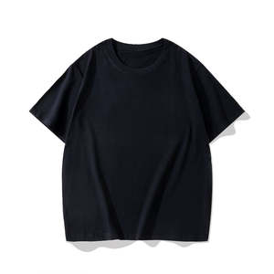 100% coton uni à manches courtes épais poids lourd Logo personnalisé imprimé surdimensionné hommes T-Shirt tissu tissé motif solide - Product Image 2