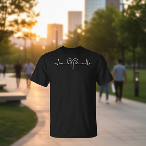 Camiseta con gráfico Aries Heartbeat, negra, unisex, para adultos, cuello redondo, manga corta, promocional - Product Image 3