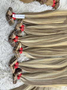 Extensiones de cabello vietnamita Remy natural a precio de fábrica, cinta rizada de onda de luz multicolor, materia prima de Vietnam - Product Image 5