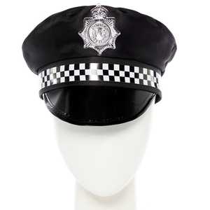 Halloween noir et bleu cosplay <span class=keywords><strong>police</strong></span> plat haut chapeau déguisement drôle chapeau de fête - Product Image 1