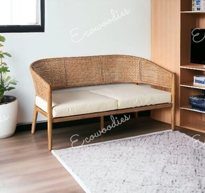 Sofá de bambú natural de diseño moderno de dos asientos de alta calidad, cómodos juegos de Muebles personalizados - Product Image 3