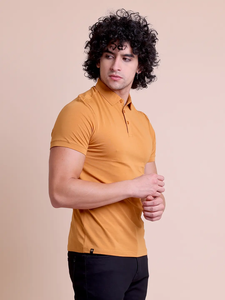 Camiseta de manga regular con cuello levantado para hombre, ropa informal cómoda antiarrugas transpirable de secado rápido ecológica - Product Image 5