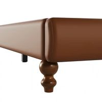 Ensemble de chambre à coucher moderne de luxe en teck, lit king size en cuir PU, 2 tables de chevet extensibles avec rangement, meubles pour appartement, école, hôtel