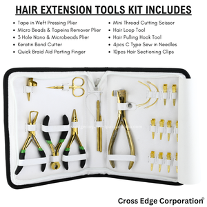 Top Rated Hair Extension Tools Kit Weft Pressing Tool for Tape-In Extensions Keratin Bond Cutter and Loop Hook <b>Set</b> Steel Made - Product Image 2