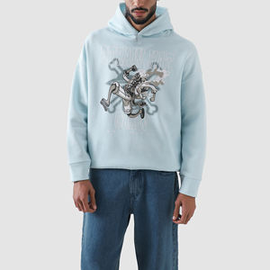 Jersey de invierno de gran tamaño básico, Sudadera con capucha estampada de mezcla de algodón para hombre 100% algodón polar patrón sólido con capucha cuello Sudadera con capucha para hombre - Product Image 6