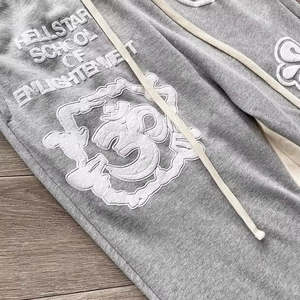 Pantalon de jogging pour homme personnalisable, mi-lourd, avec cordon de serrage, 100% coton peigné, style streetwear, coupe empilée imperméable - Product Image 3