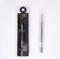 Komplett aus Edelstahl Gefertigtes Russisches Hochwertiges Nagelhautschieber-Set mit Anpassbarem Logo, Silberfarben, Abgewinkelt, Quadratisch, Flach